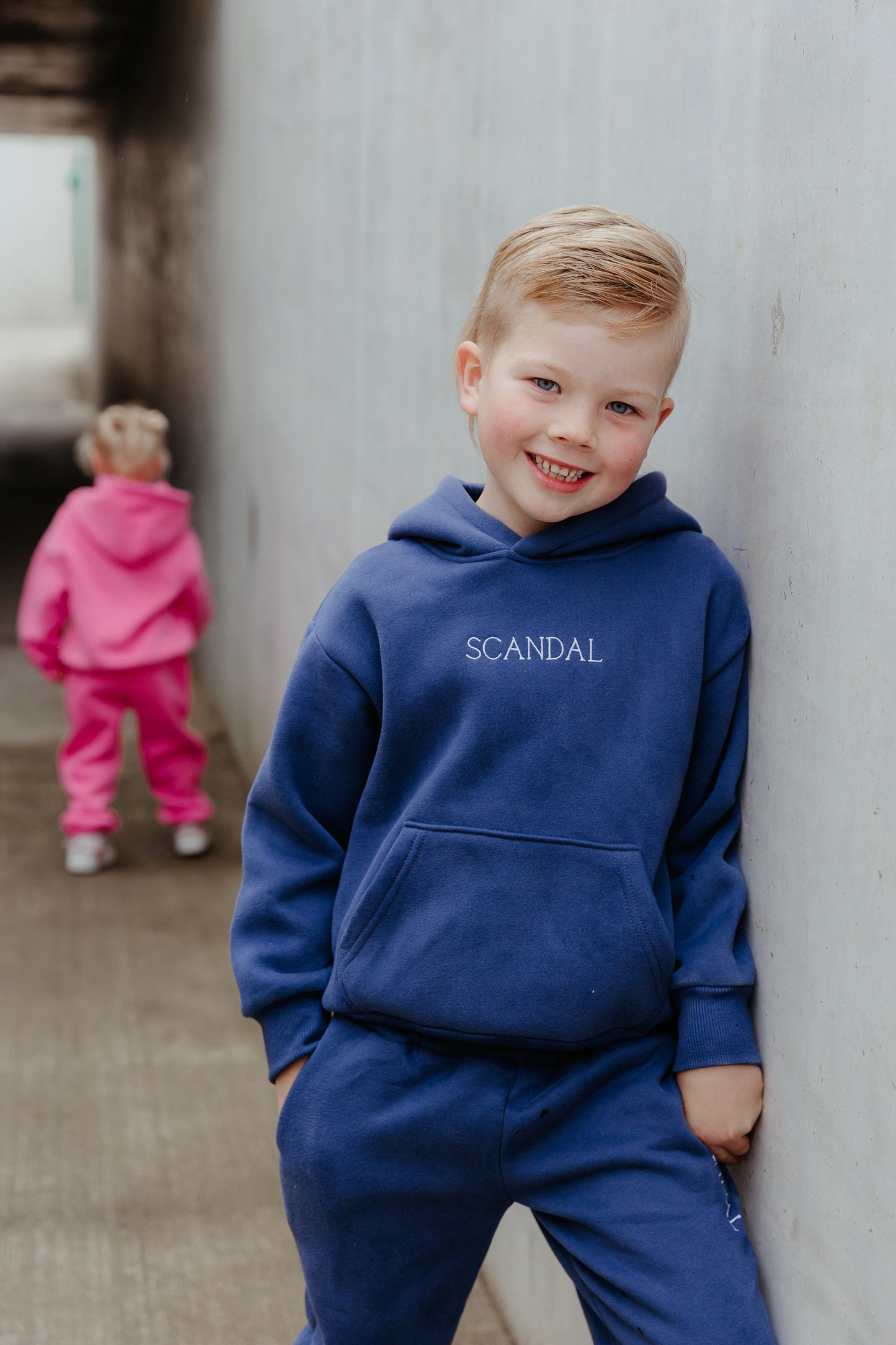 Vintage Blue Hoodie Kids Set