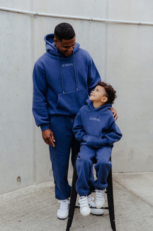 Vintage Blue Hoodie Kids Set