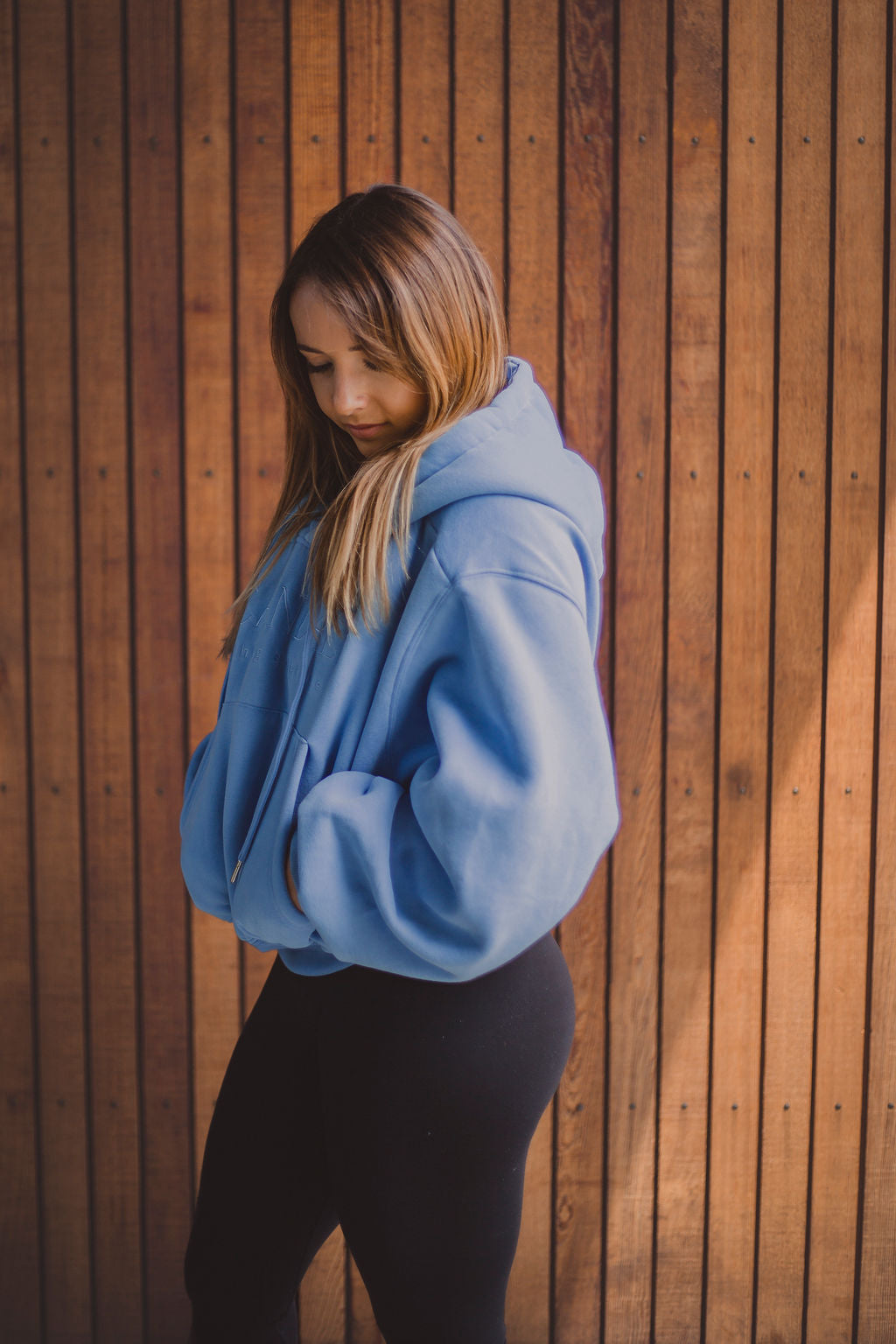 Sky Blue Crop Hoodie